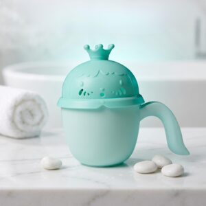 TINSY Bunny Splash Baby Hair Rinse Cup | Easy Grip Water Pouring Cup for Shampoo and Hair Washing | Comfortable Handle for Infants Toddlers and Kids | Mint Green