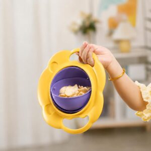 TINSY Baby Anti Spill Bowl | 360 Degree Rotating Gyro Feeding Bowl | Spill Resistant Snack and Meal Bowl for Babies Toddlers and Kids | Easy Grip Feeding Bowl | Green