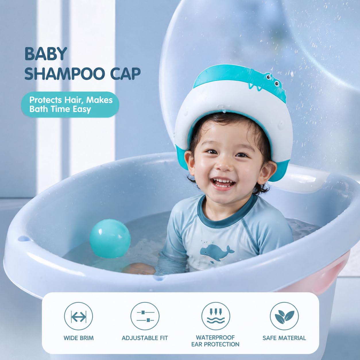 Tinsy Baby Shower Cap with Eye Protection
