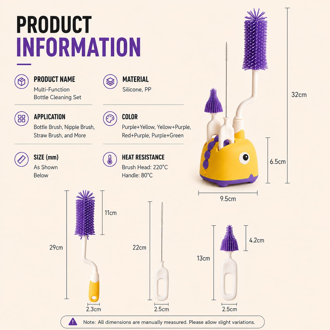 Tinsy Nylon Bristle Baby Bottle Brush with Holder