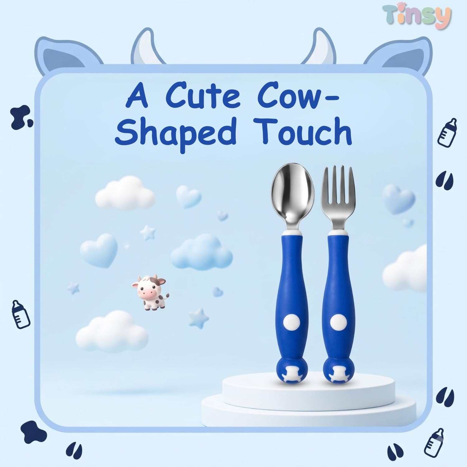 Tinsy Stainless Steel Self-Feeding Spoon and Fork Set