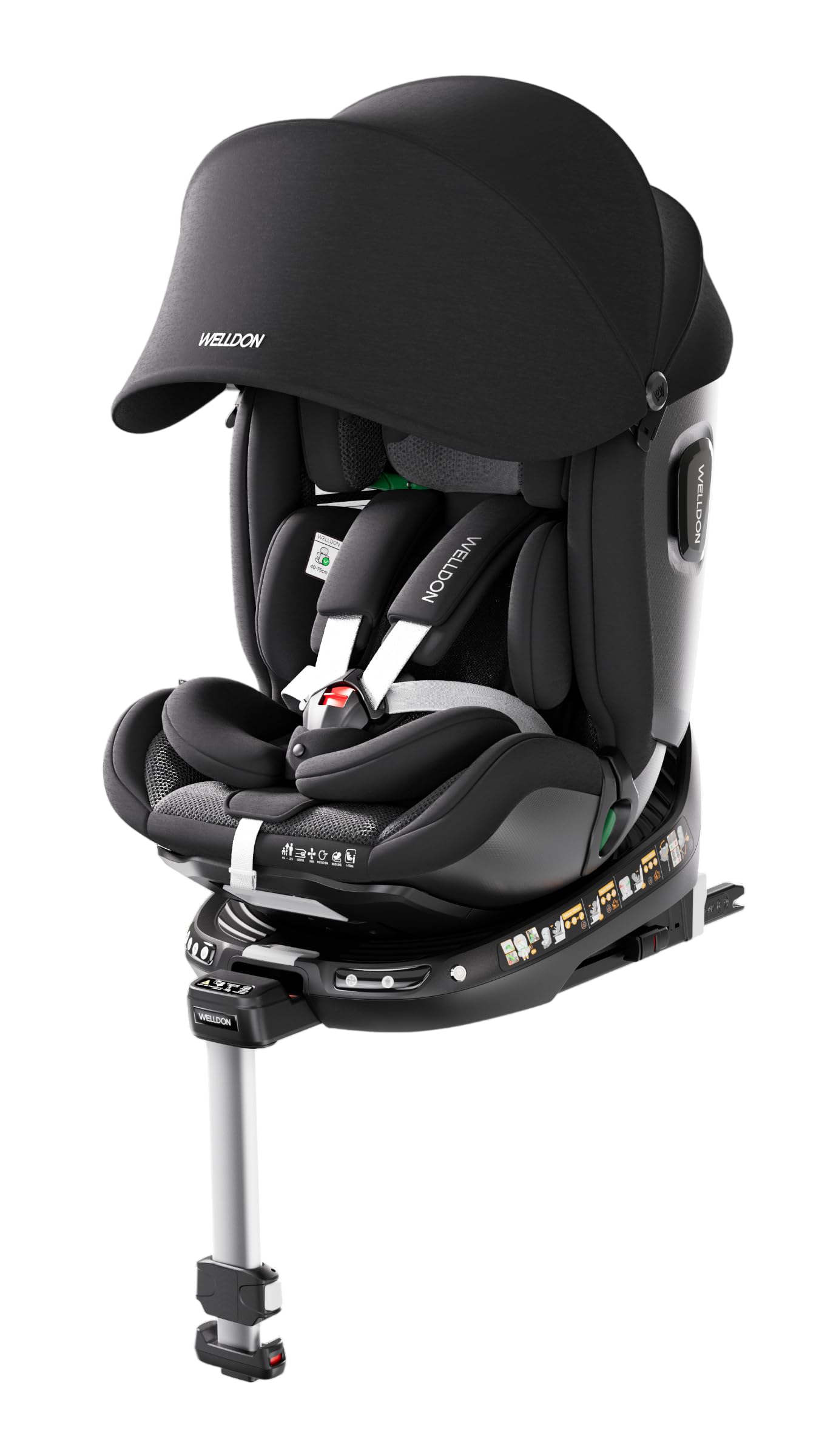 TINSY Welldon Baby Car Seat | Adjustable Child Safety Seat with Secure Harness | Side Impact Protection | Comfortable Cushion for Car Travel | Black Tinsy Welldon Baby Car Seat