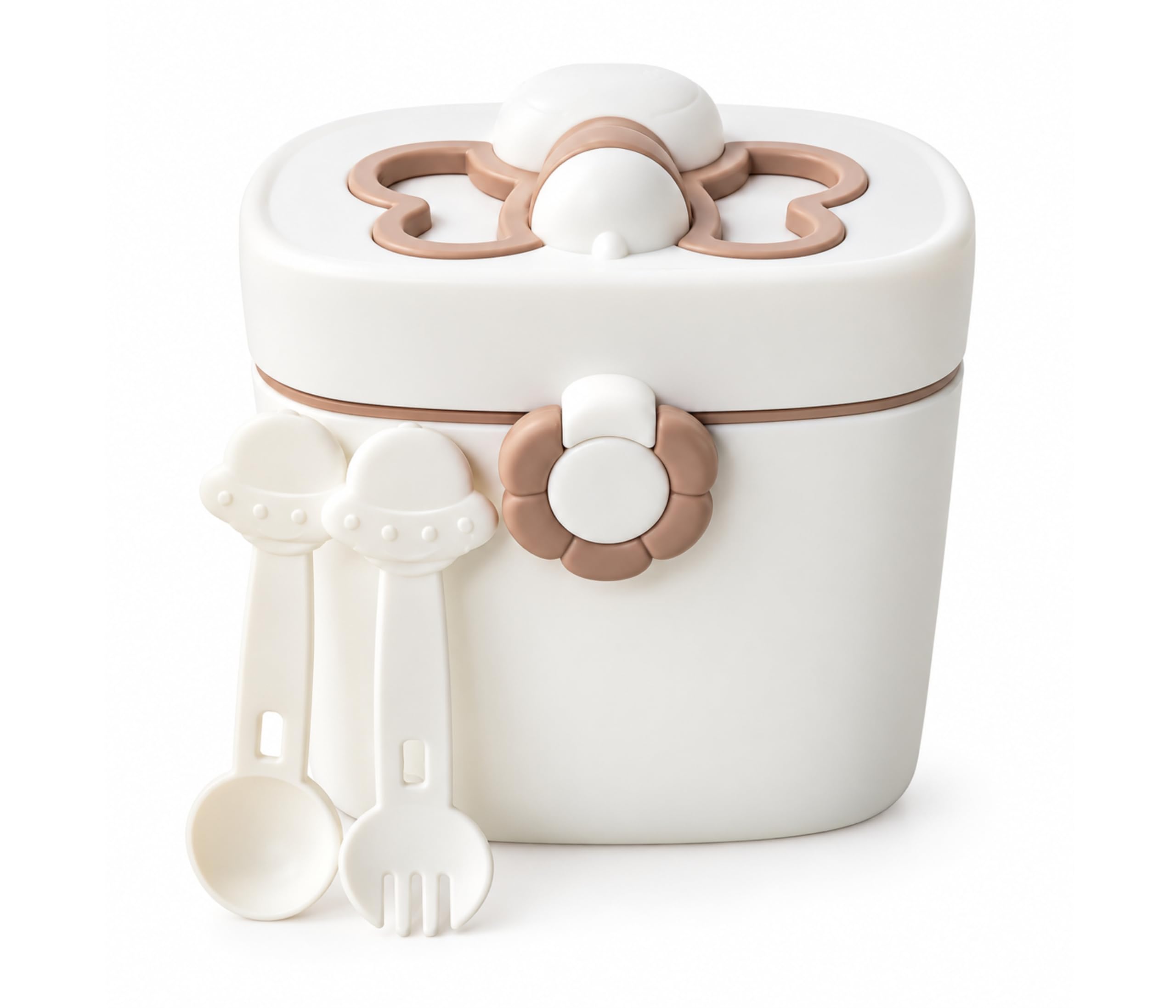 TINSY Butterfly Design Baby Food Storage & Milk Powder Container | Multi Layer Portion Storage Box | Stackable Dry Food Organizer for Snacks Cereal Travel and Home | White Tinsy Butterfly Food & Milk Powder Storage Container