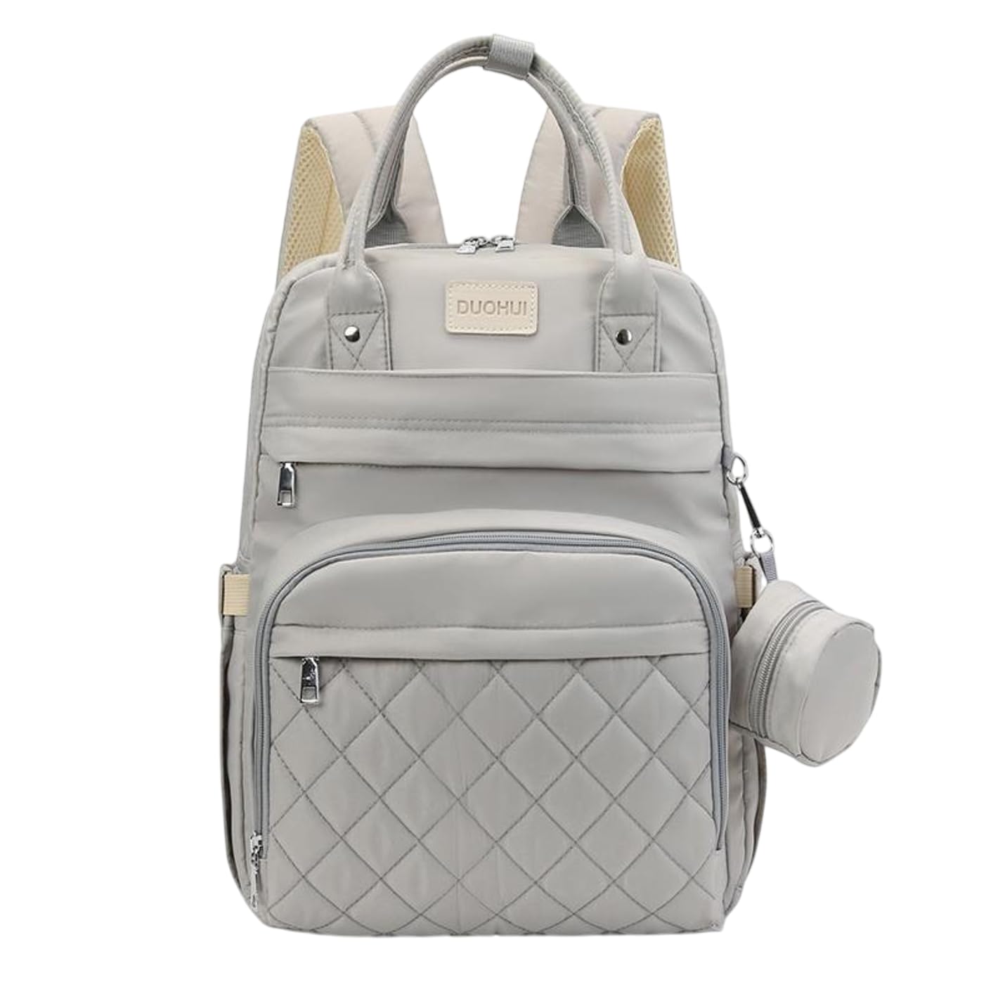 TINSY Baby Diaper Backpack | Waterproof Maternity Backpack with Insulated Bottle Holders | Multi Pocket Baby Storage Bag for Travel Nursery Hospital | Light Grey Tinsy Waterproof Diaper Backpack