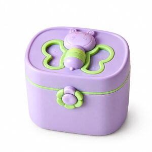 TINSY Butterfly Design Baby Food Storage & Milk Powder Container | Multi Layer Portion Storage Box | Stackable Dry Food Organizer for Snacks Cereal Travel and Home | White