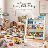 Tinsy Kids Bookshelf with Toy Storage Bins