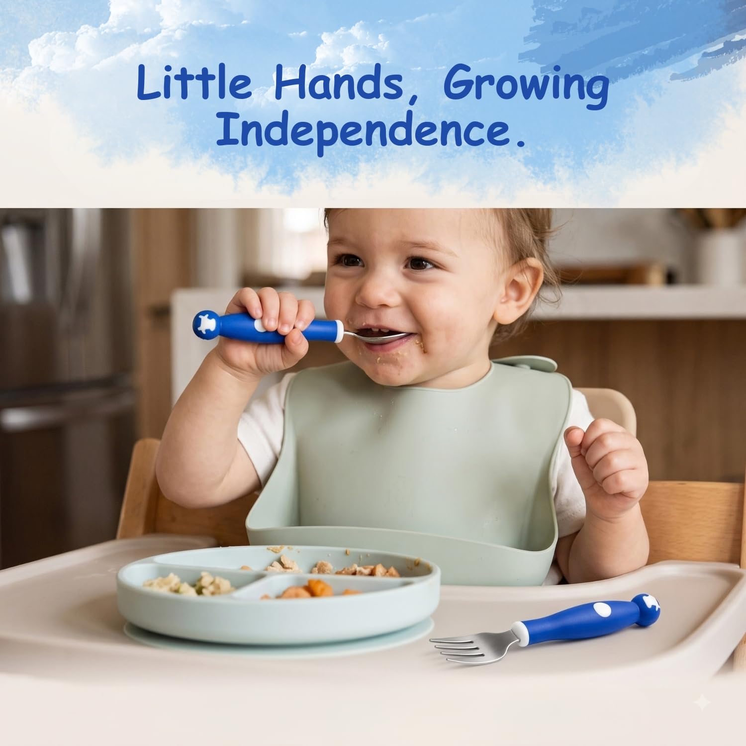 Tinsy Stainless Steel Self-Feeding Spoon and Fork Set