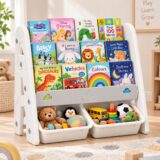 Tinsy Kids Bookshelf with Toy Storage Bins