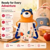 Tinsy Cute Bear Kids Straw Water Bottle 450 ml