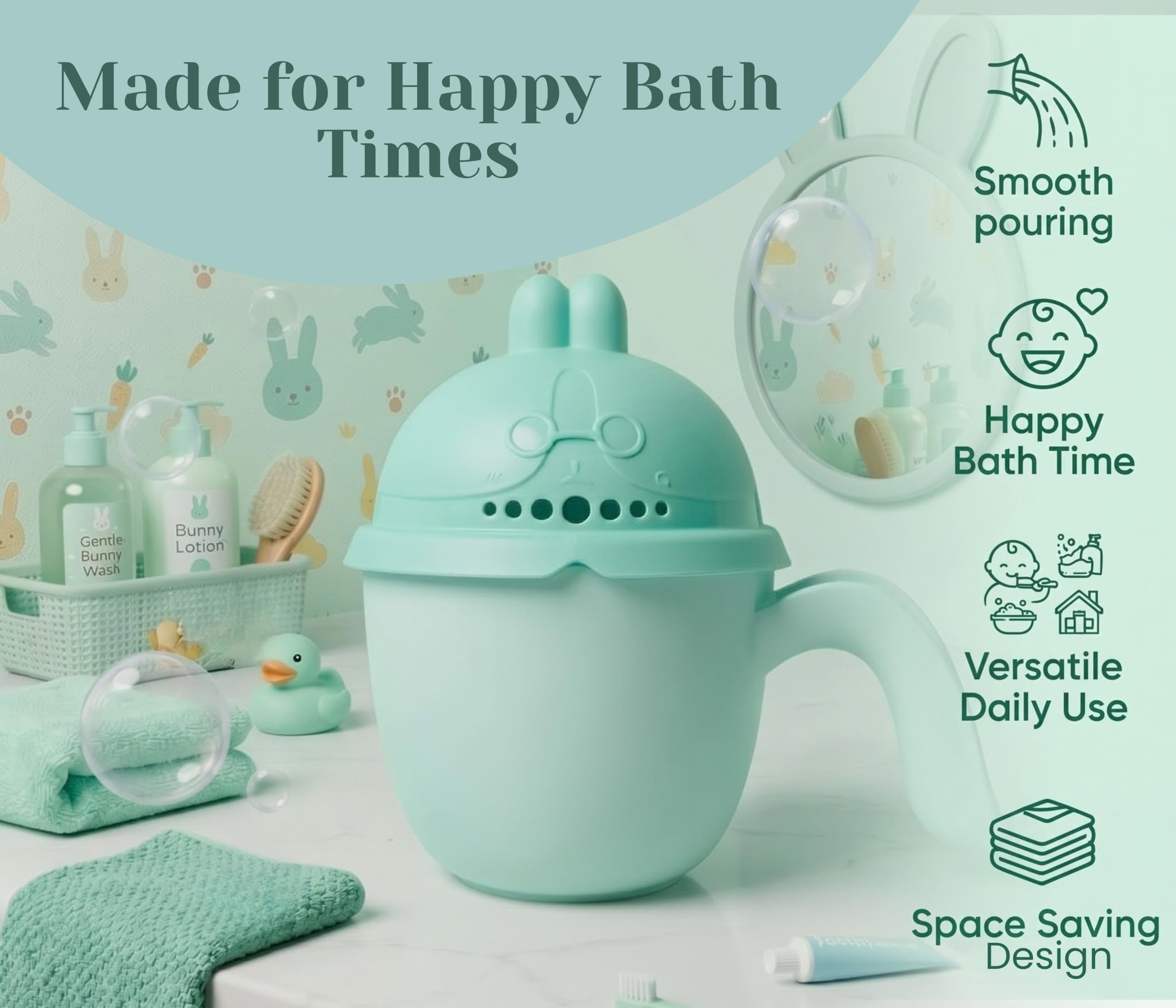 Tinsy Baby Hair Rinse Cup – Bunny, Buddy & Crown