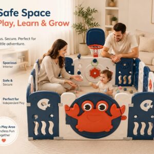 Tinsy Sea World Baby Playpen, 12+2 Panels