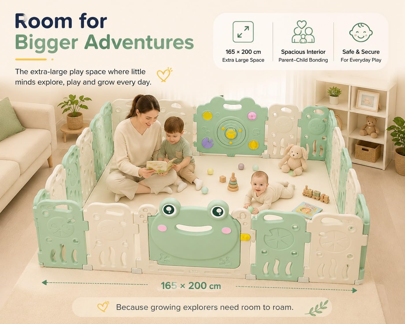 Tinsy Frog Baby Playpen, 18+2 Panels