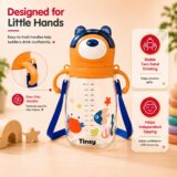 Tinsy Cute Bear Kids Straw Water Bottle 450 ml