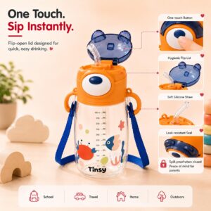 Tinsy Cute Bear Kids Straw Water Bottle 450 ml