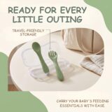 Tinsy Glossy Silicone Spoon and Fork Set with Travel Case
