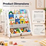 Tinsy Kids Bookshelf with Toy Storage Bins