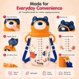 Tinsy Cute Bear Kids Straw Water Bottle 450 ml