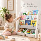 Tinsy Kids Bookshelf with Toy Storage Bins