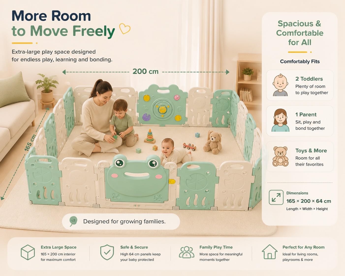Tinsy Frog Baby Playpen, 18+2 Panels