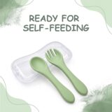 Tinsy Glossy Silicone Spoon and Fork Set with Travel Case