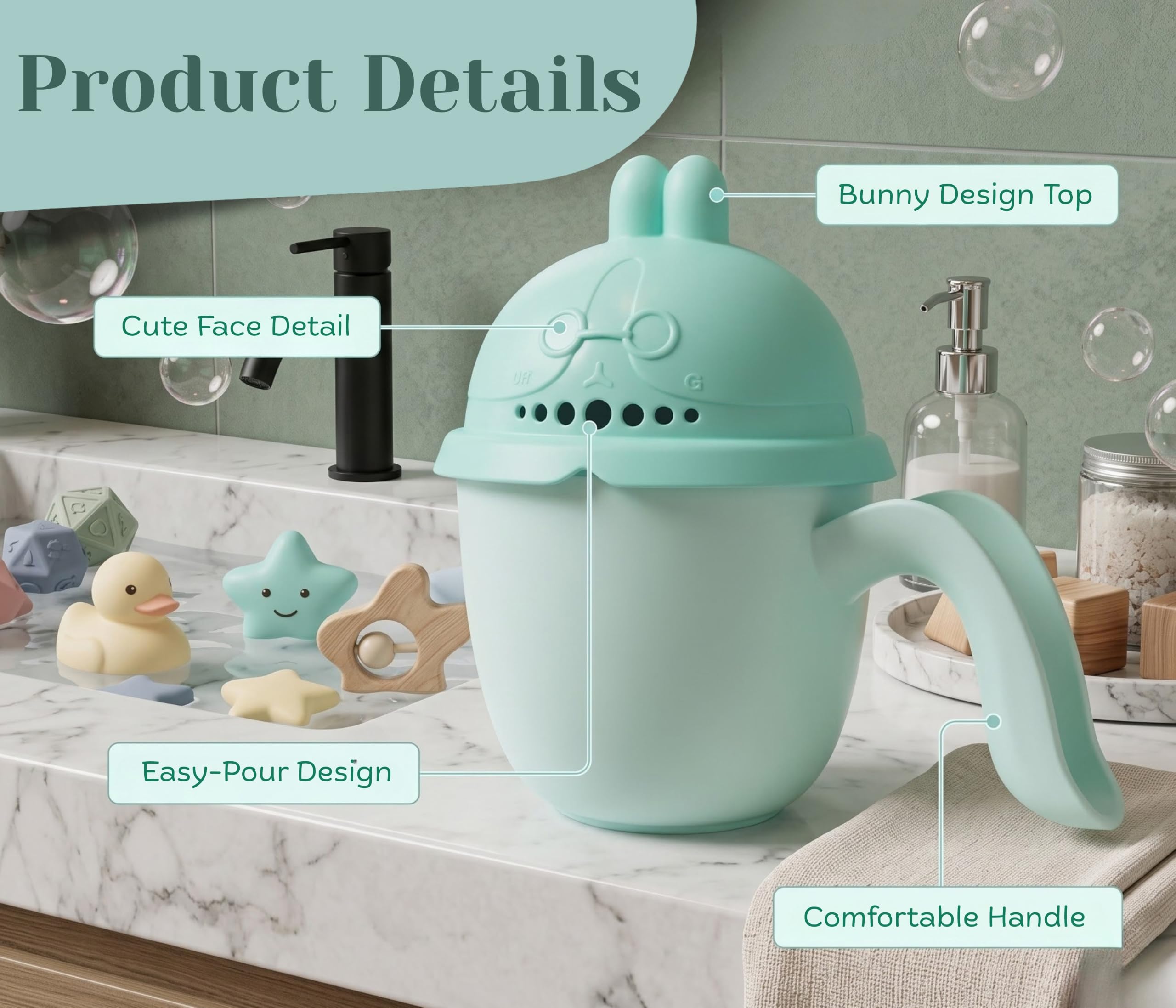 Tinsy Baby Hair Rinse Cup – Bunny, Buddy & Crown