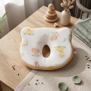 TINSY Bunny Baby Pillow, Soft Fabric Pillow with Cute Bunny & Floral Print, Pink