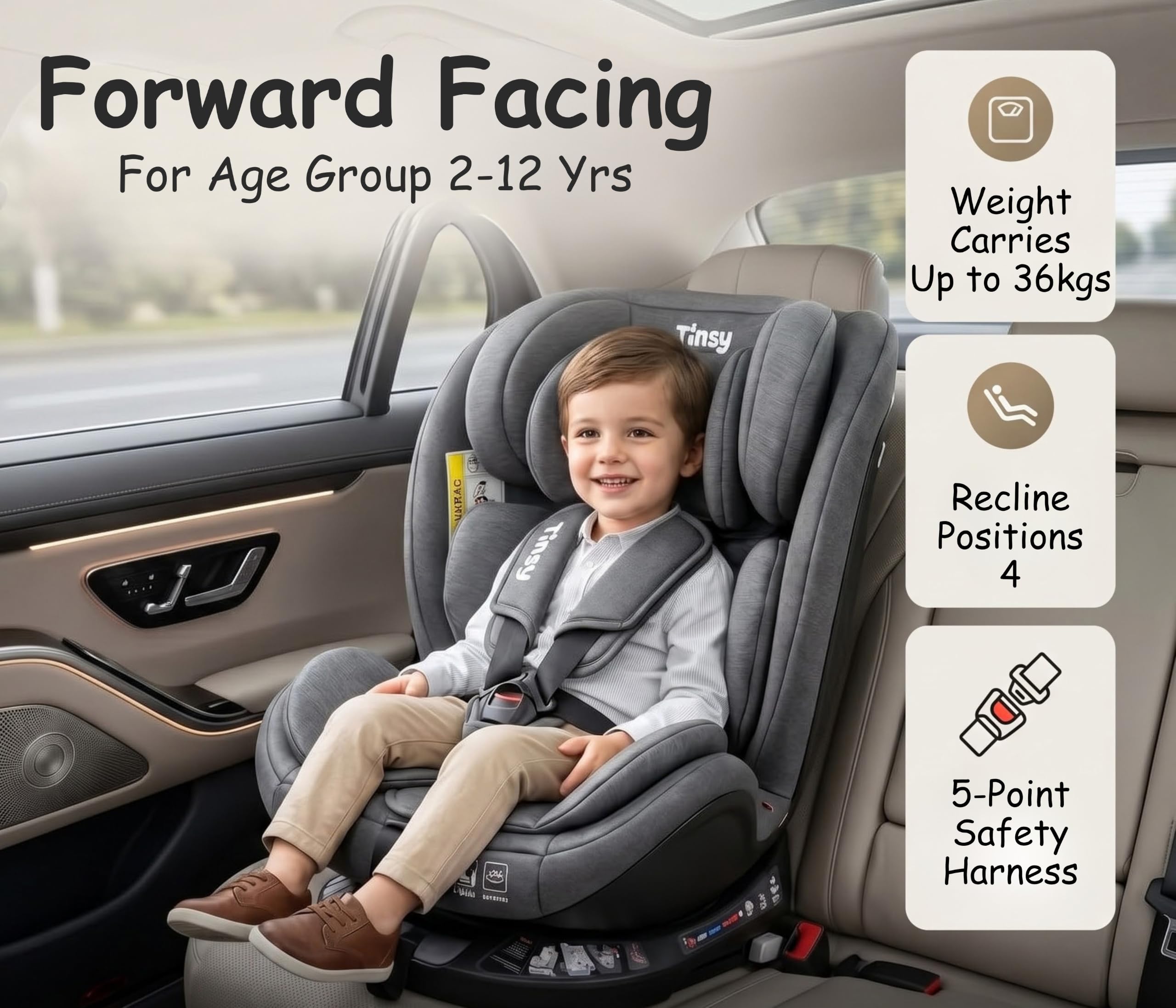 Tinsy Odyssey 360° Rotating Convertible Car Seat (ISOFIX)