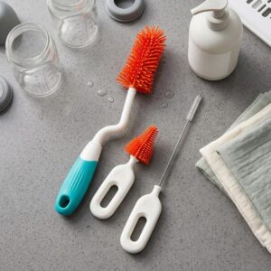 TINSY Baby Bottle Cleaning Set | Complete Cleaning Kit with Bottle Brush Nipple Brush and Accessories | Cleaning Tools for Baby Feeding Bottles Cups and Sippers | Red